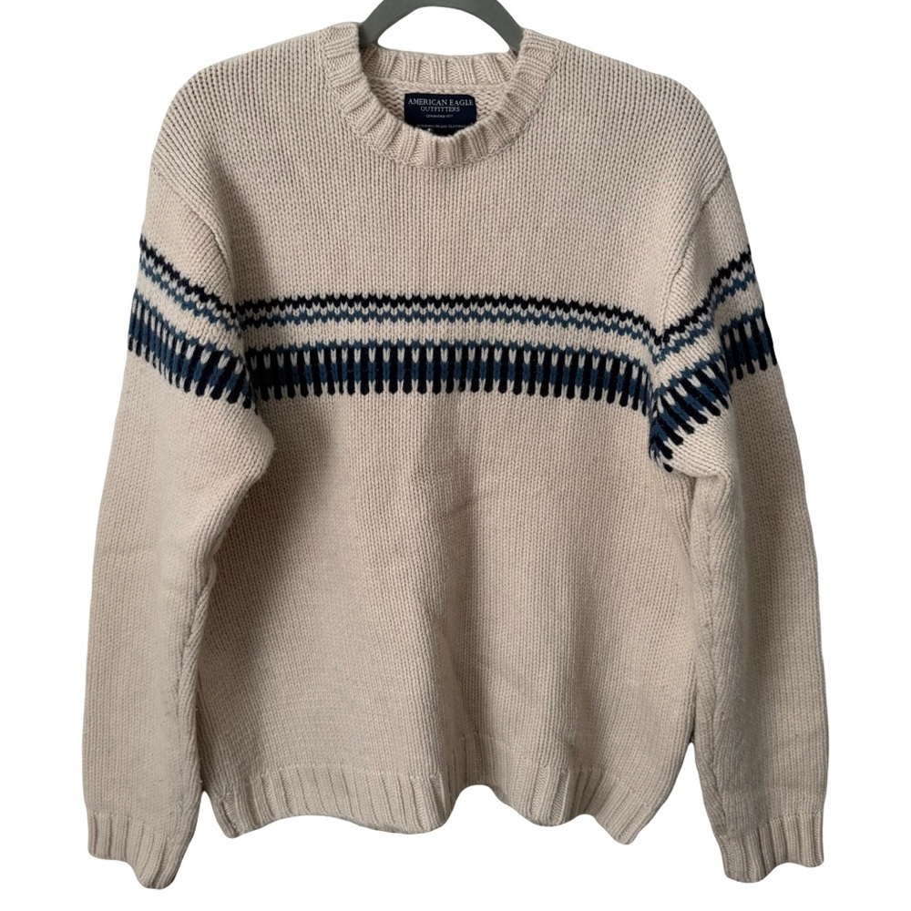 Vintage American‎ Eagle Lambswool Nordic Chunky Knit Sweater Large Fisherman